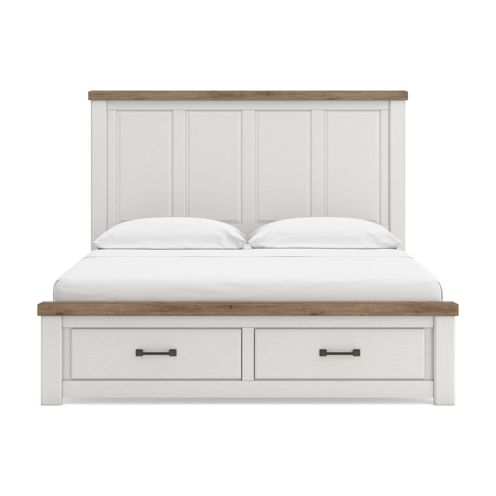 Savonport White/Brown King Panel Storage Bed (Online Special Price)
