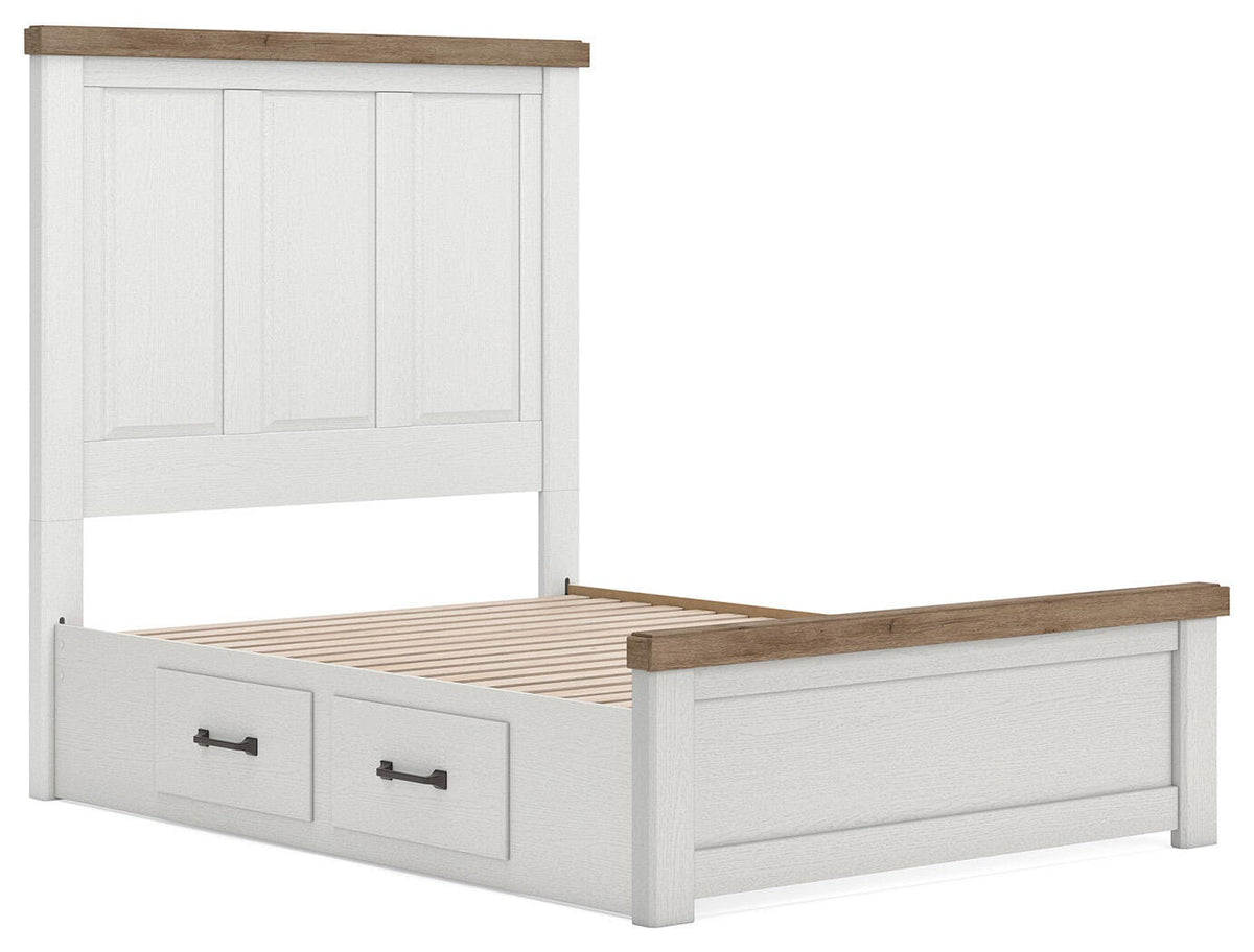 Savonport White/Brown Full Panel Bed with Storage (Online Special Price)