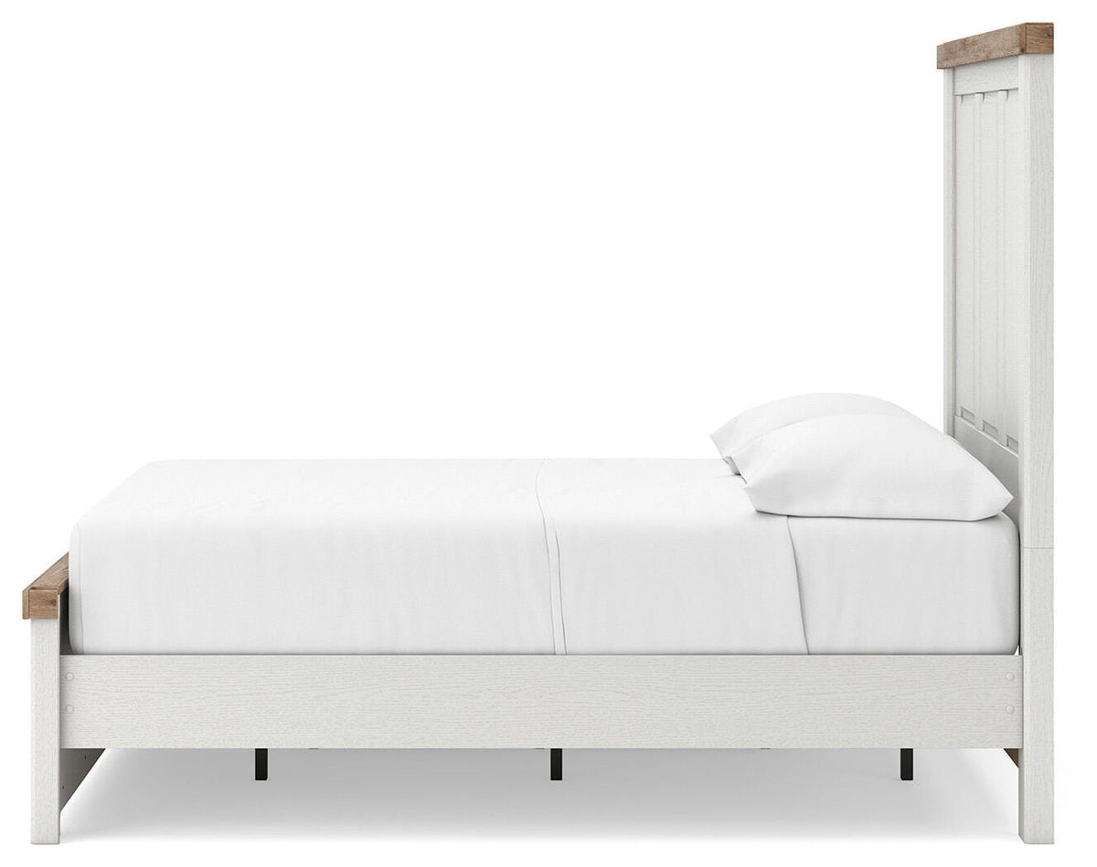 Savonport White/Brown Full Panel Bed with Storage (Online Special Price)