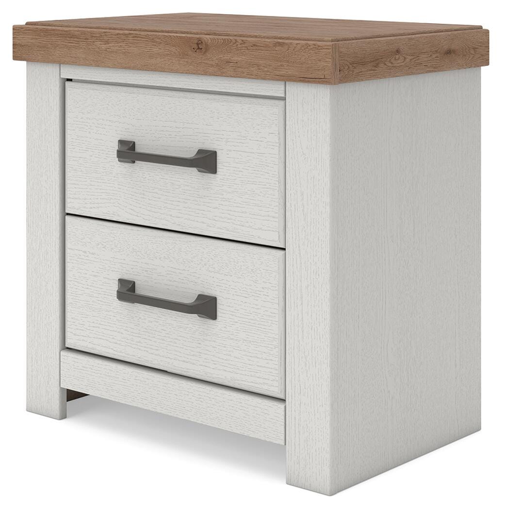 Savonport White/Brown Two Drawer Nightstand (Online Special Price)