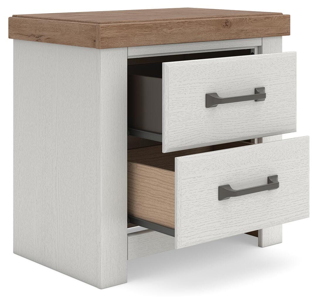 Savonport White/Brown Two Drawer Nightstand (Online Special Price)