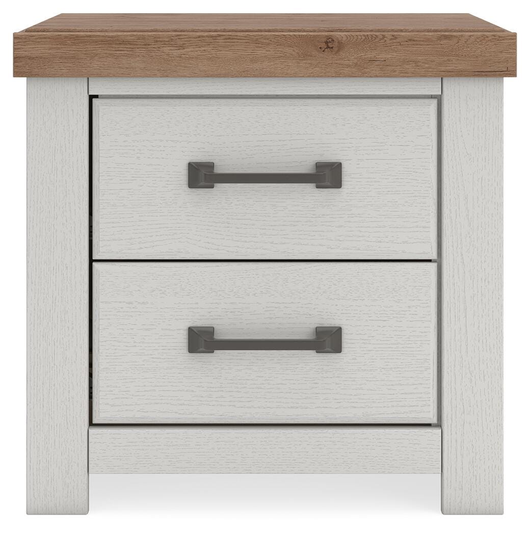 Savonport White/Brown Two Drawer Nightstand (Online Special Price)