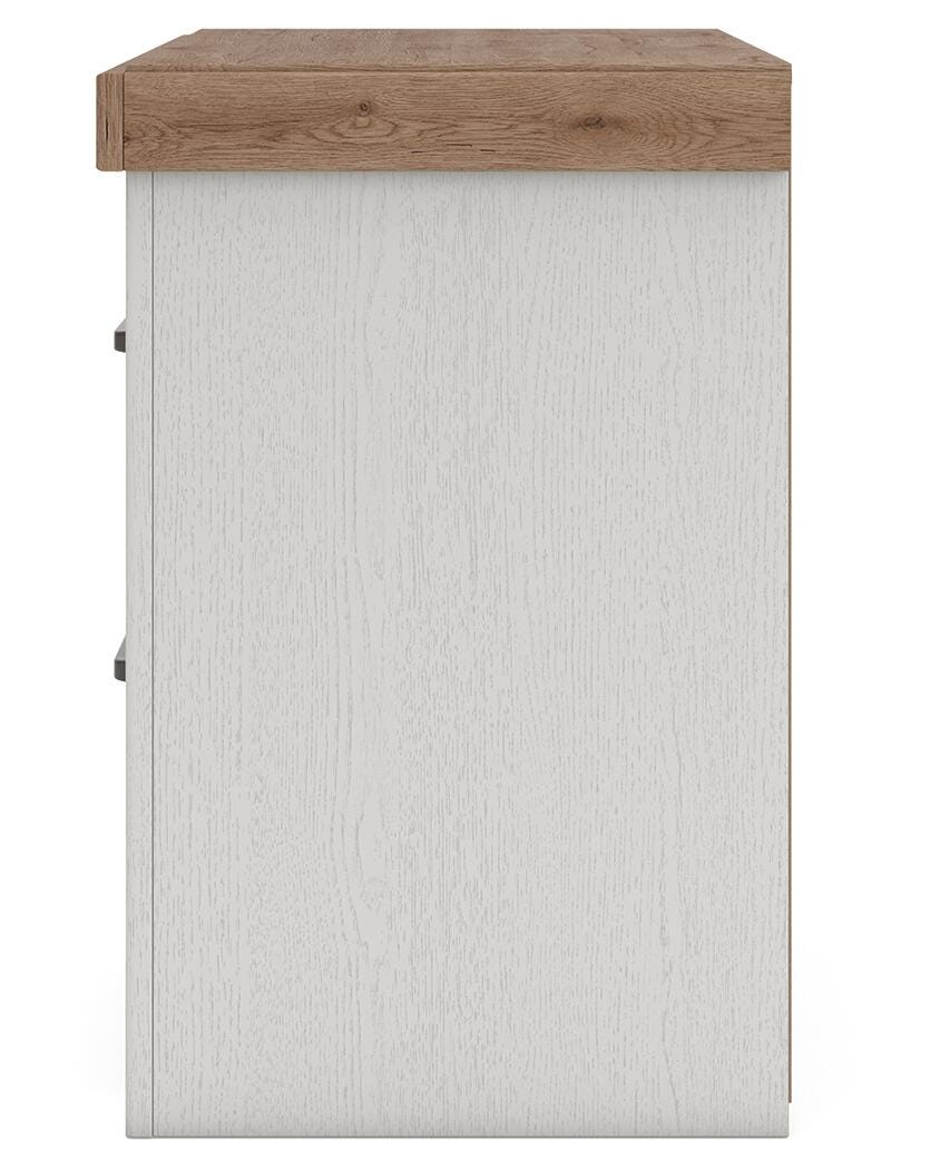 Savonport White/Brown Two Drawer Nightstand (Online Special Price)