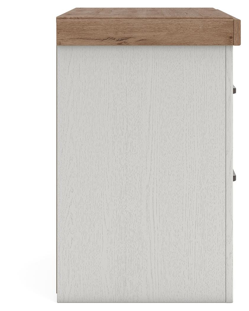 Savonport White/Brown Two Drawer Nightstand (Online Special Price)