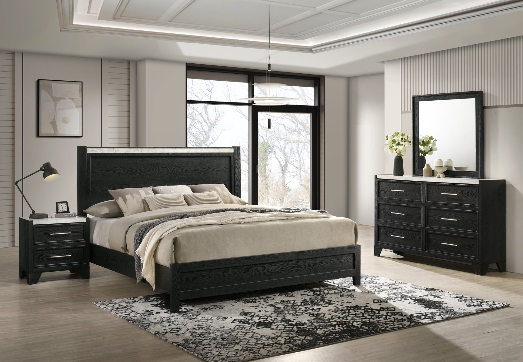 Lamar Black Panel Bedroom Set