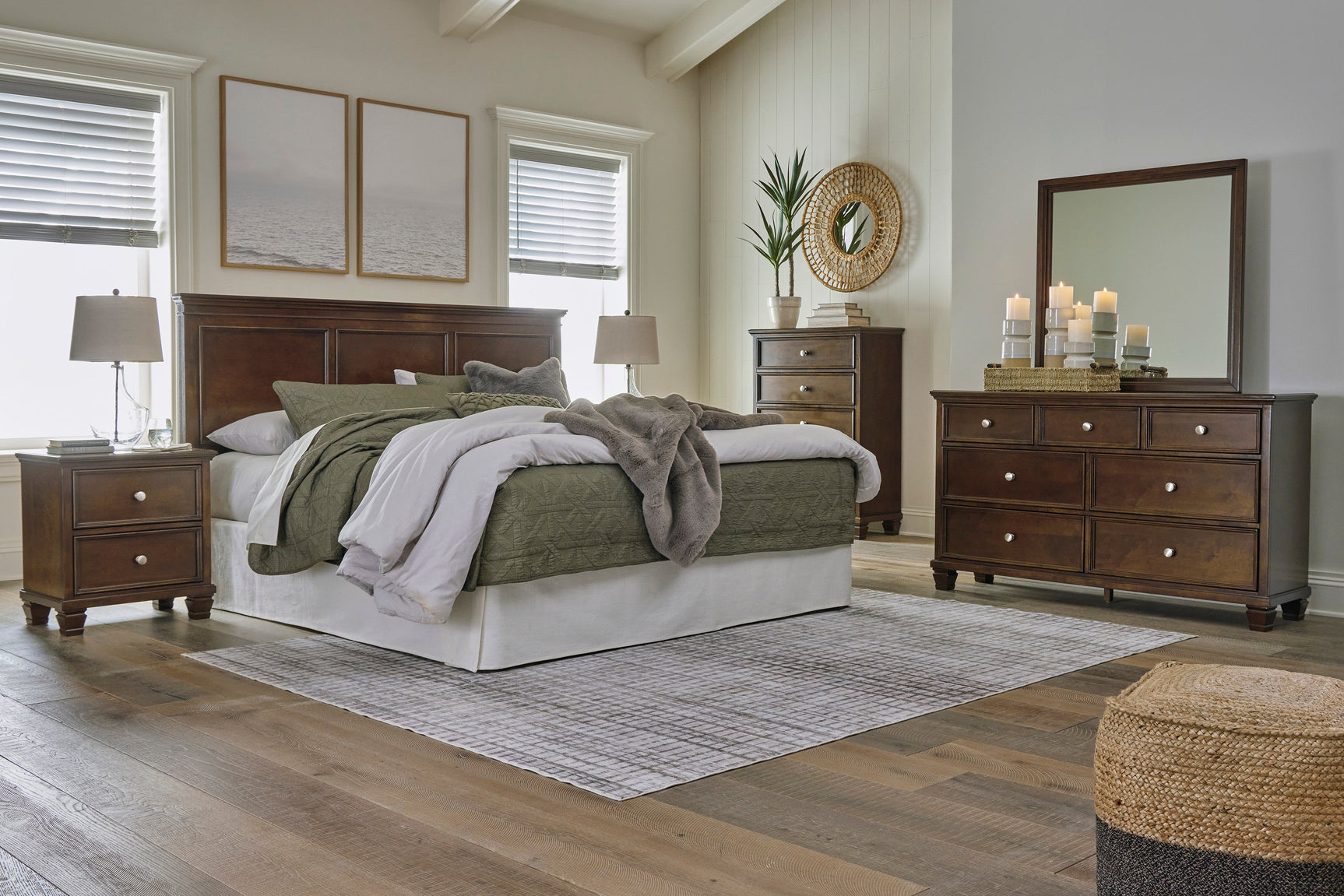 Danabrin Brown California King Panel 6-Piece Bedroom Set w/ 2 Nightstands