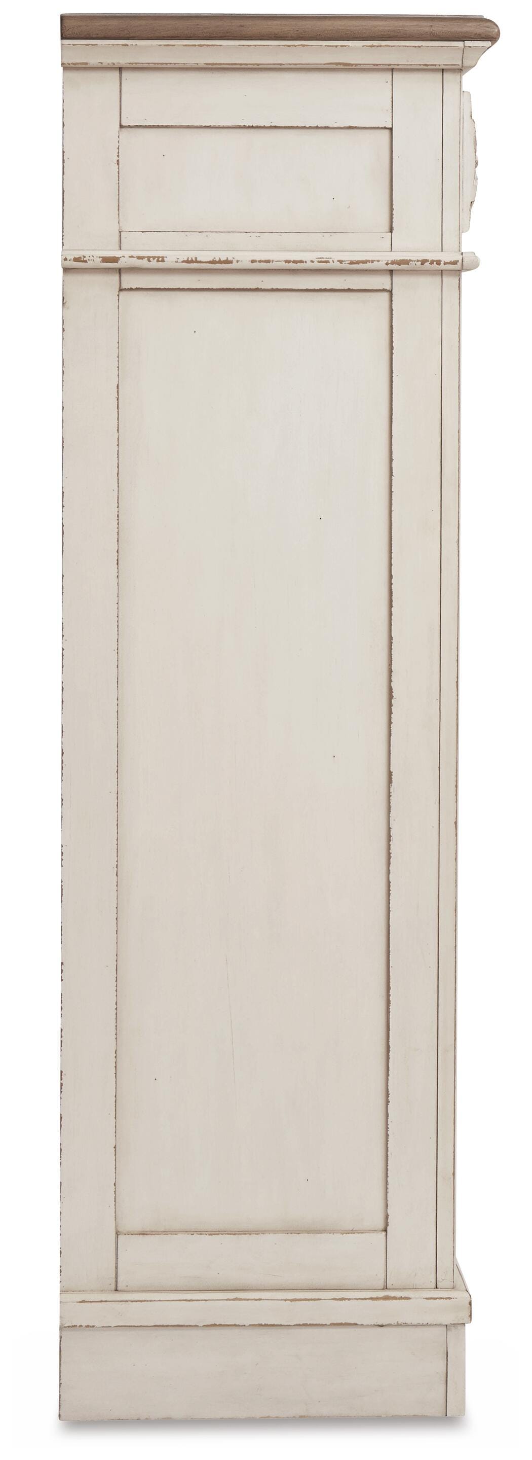 Realyn Chipped White Chest and 2 Nightstands