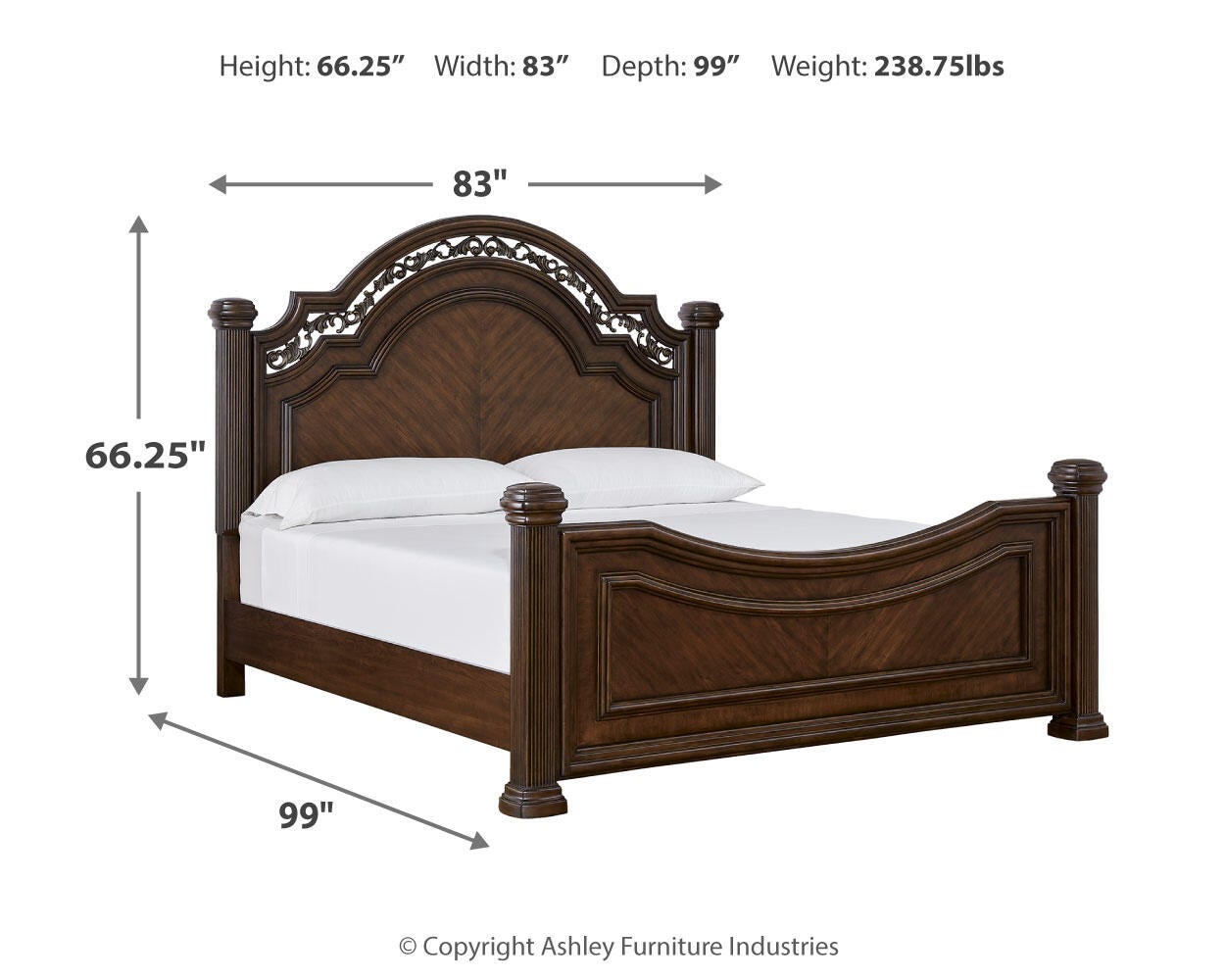 Lavinton Brown California King Poster Bed, Dresser, Mirror and 2 Nightstands