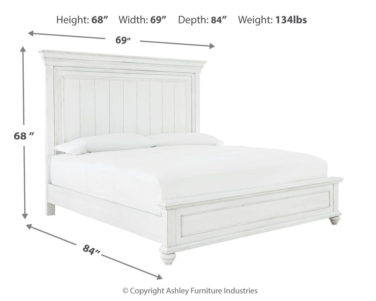 Kanwyn Whitewash Queen Panel Bed and Dresser