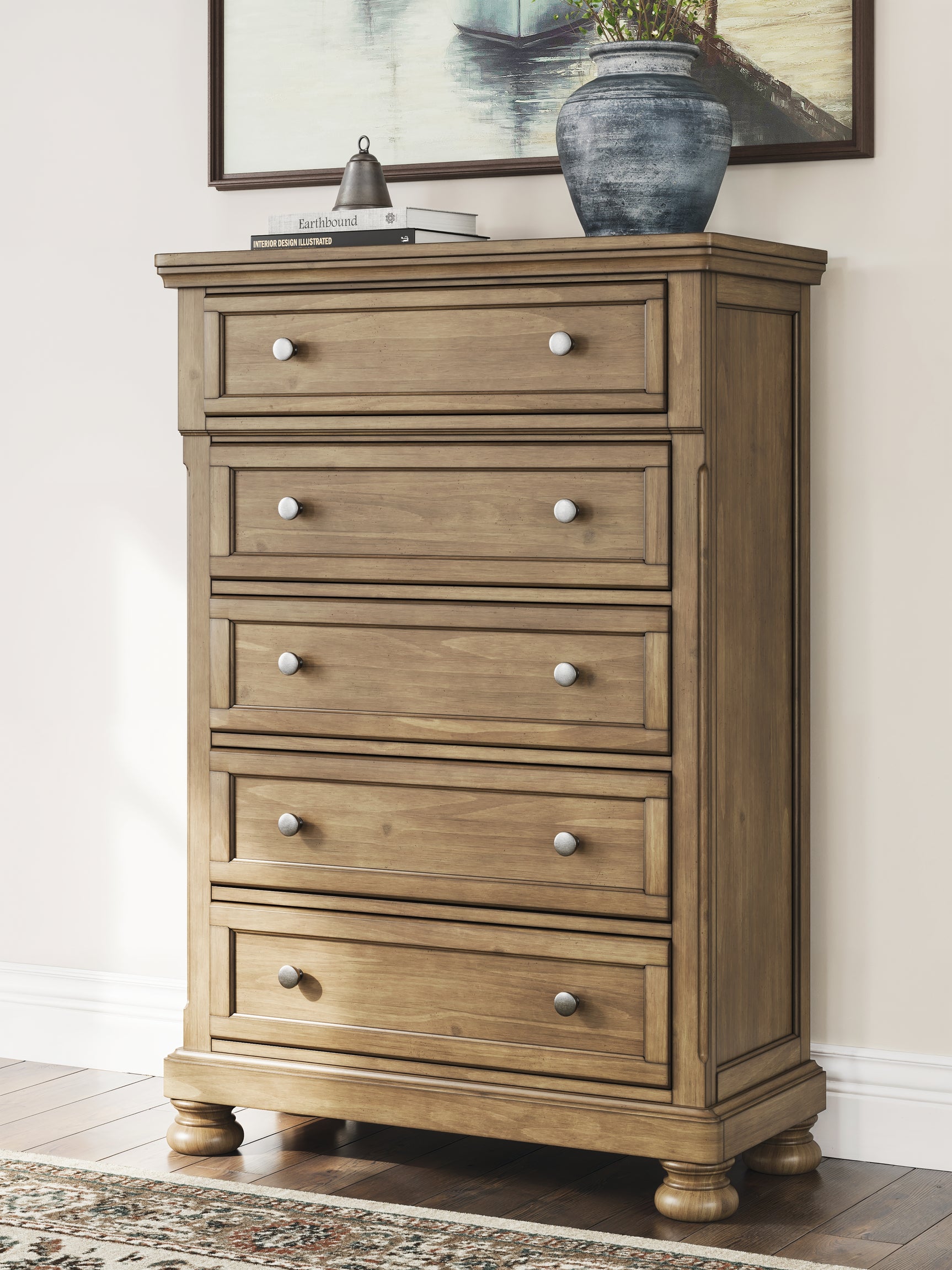 Feddinger Medium Brown Queen Panel Bed, Dresser, Mirror, Chest and 2 Nightstands (Online Special Price)