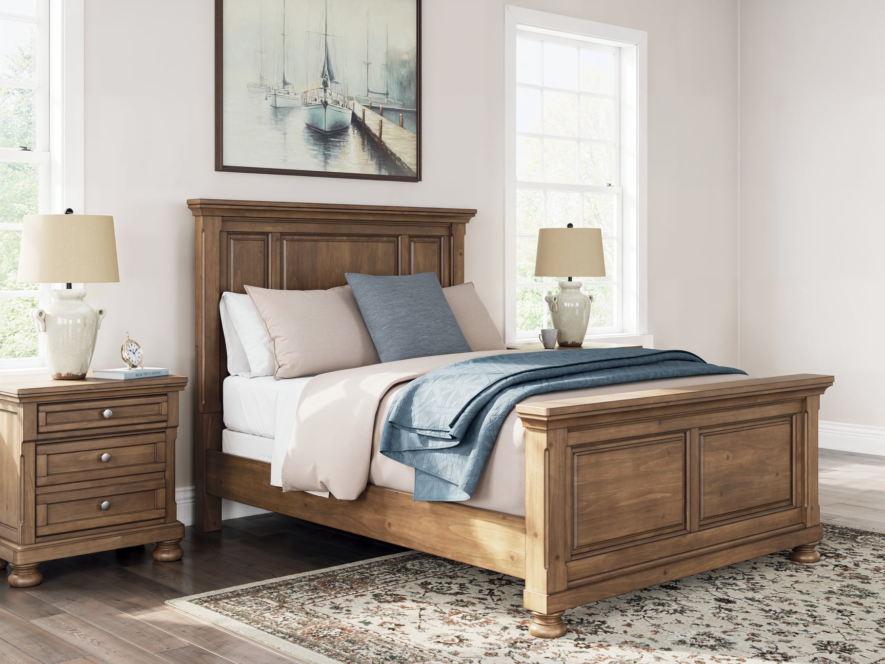 Feddinger Medium Brown Queen Panel Bed, Dresser, Mirror, Chest and 2 Nightstands (Online Special Price)