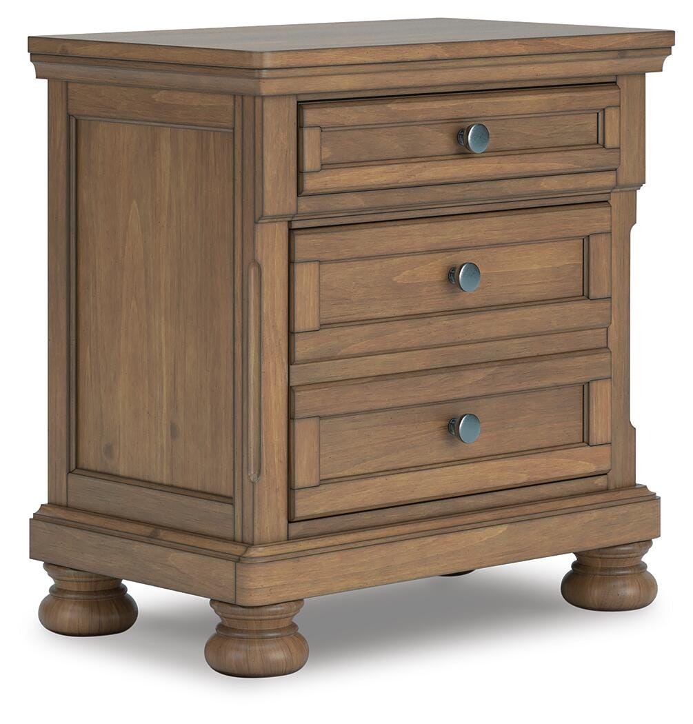 Feddinger Medium Brown California King Panel Storage Bed, Dresser and Nightstand