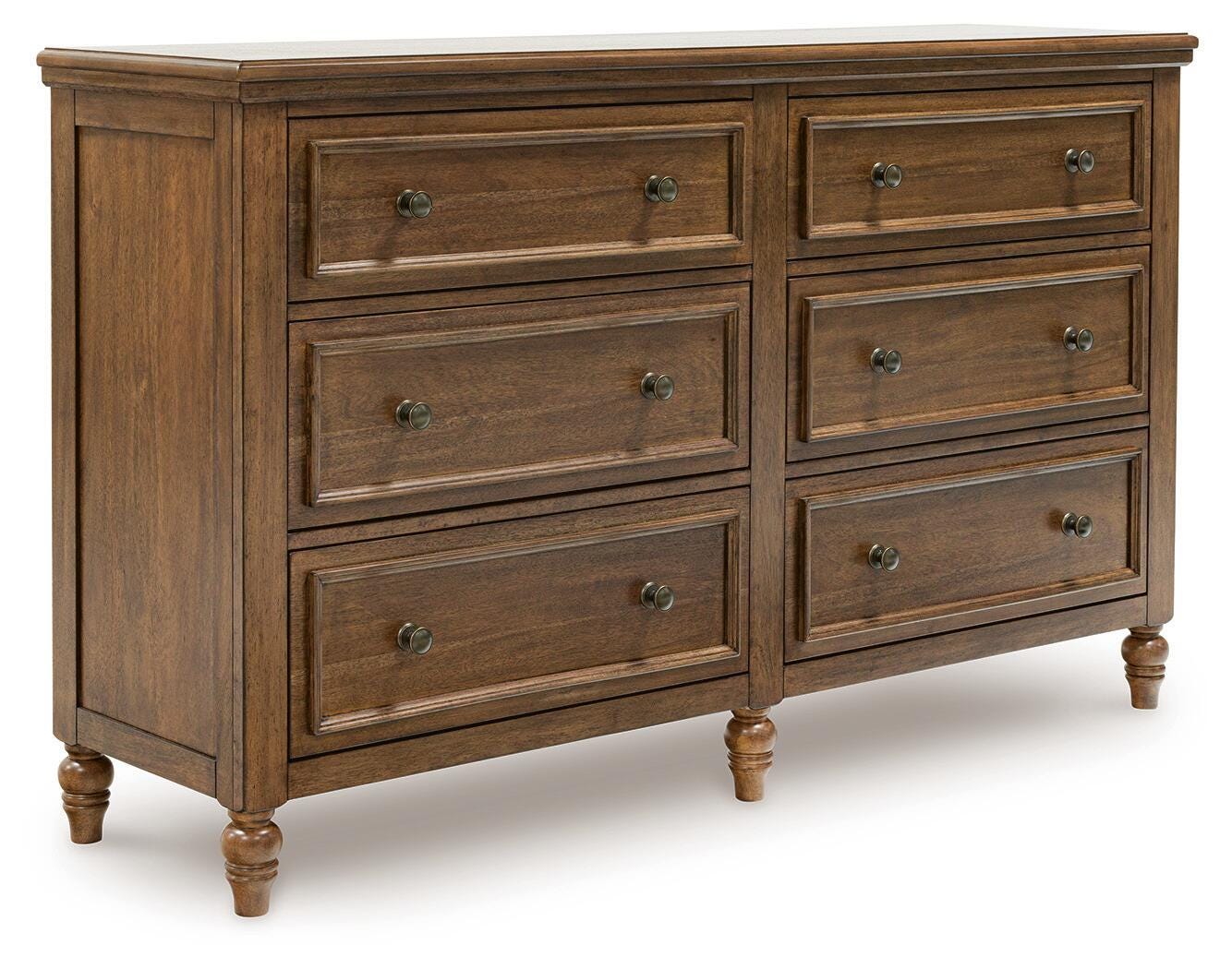 Sturlayne Brown King Upholstered Panel Bed, Dresser and 2 Nightstands (Online Special Price)
