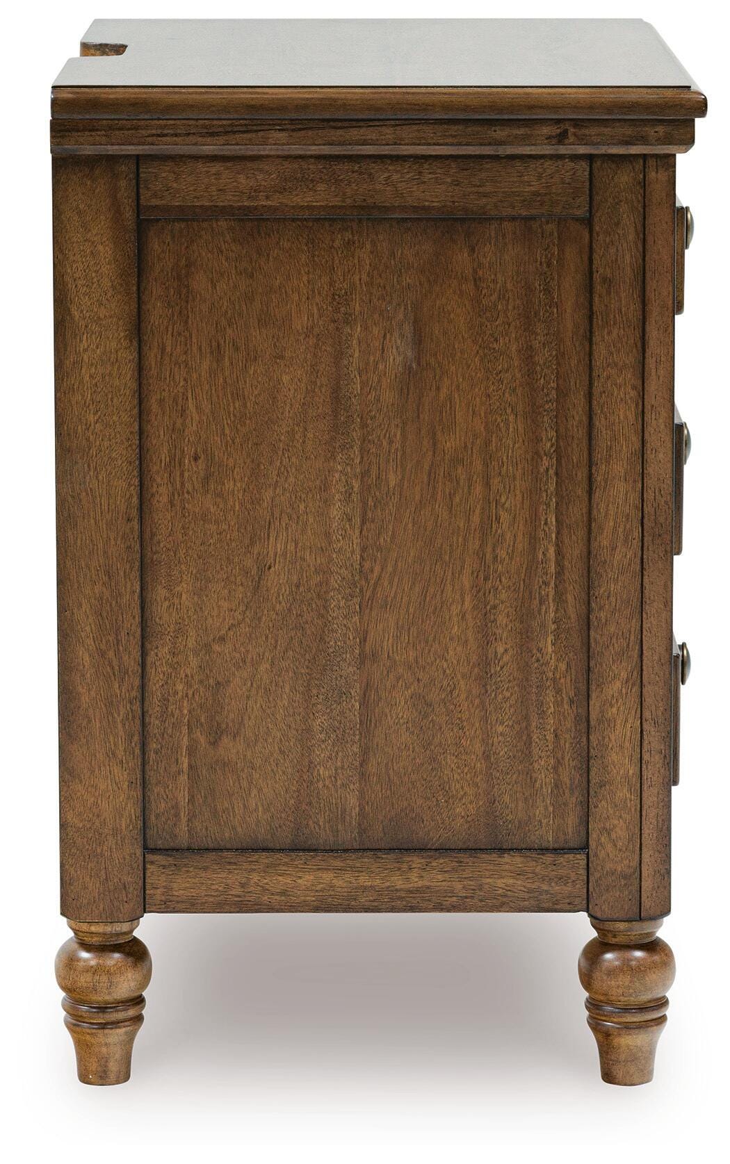 Sturlayne Brown King Upholstered Panel Bed, Dresser and 2 Nightstands (Online Special Price)