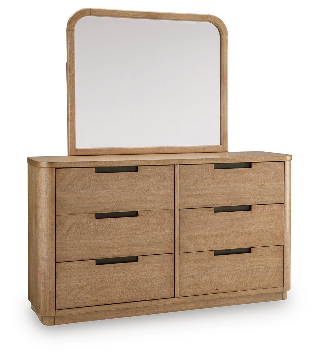 Pamaria Light Brown Dresser and Mirror