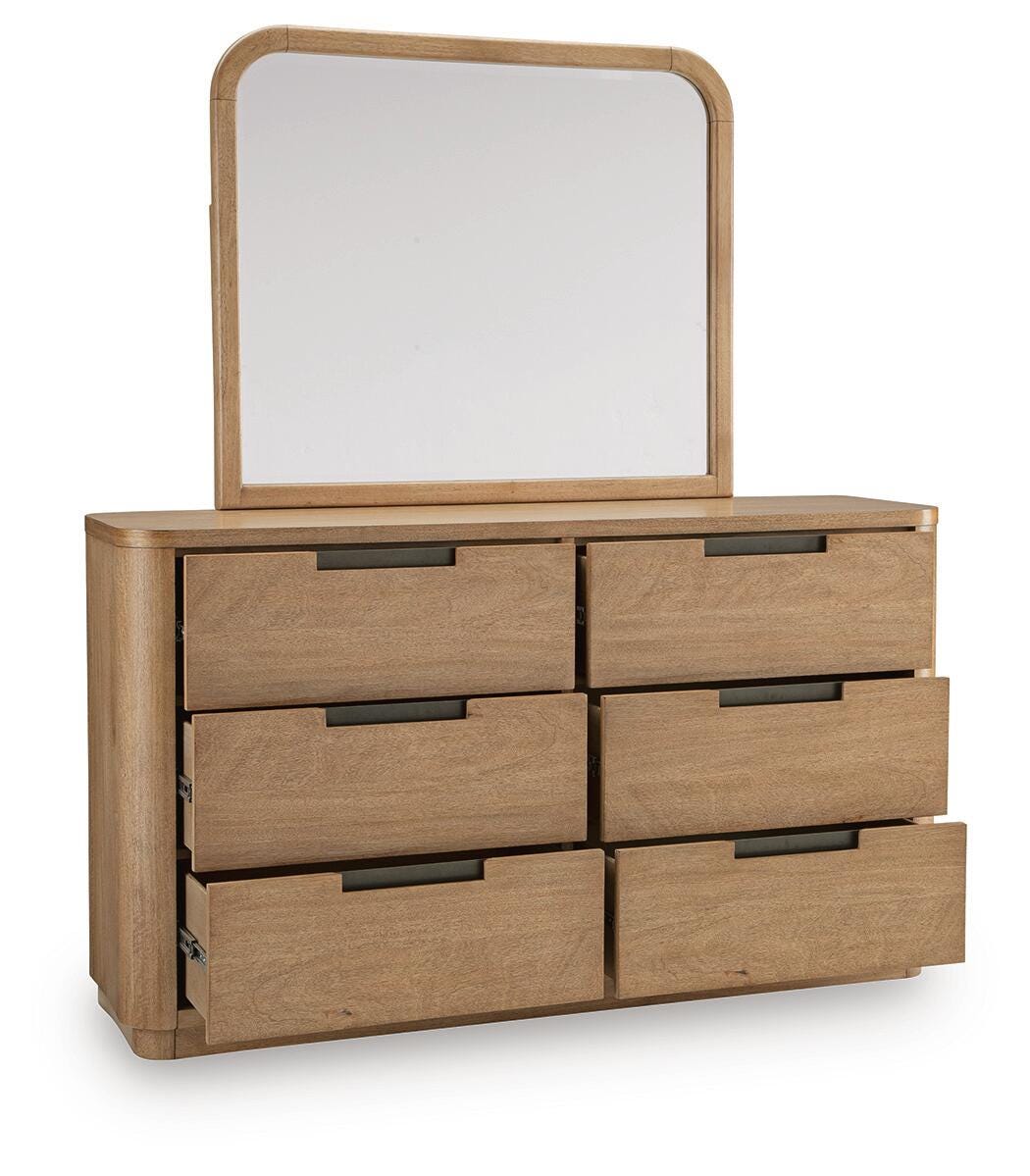 Pamaria Light Brown Dresser and Mirror