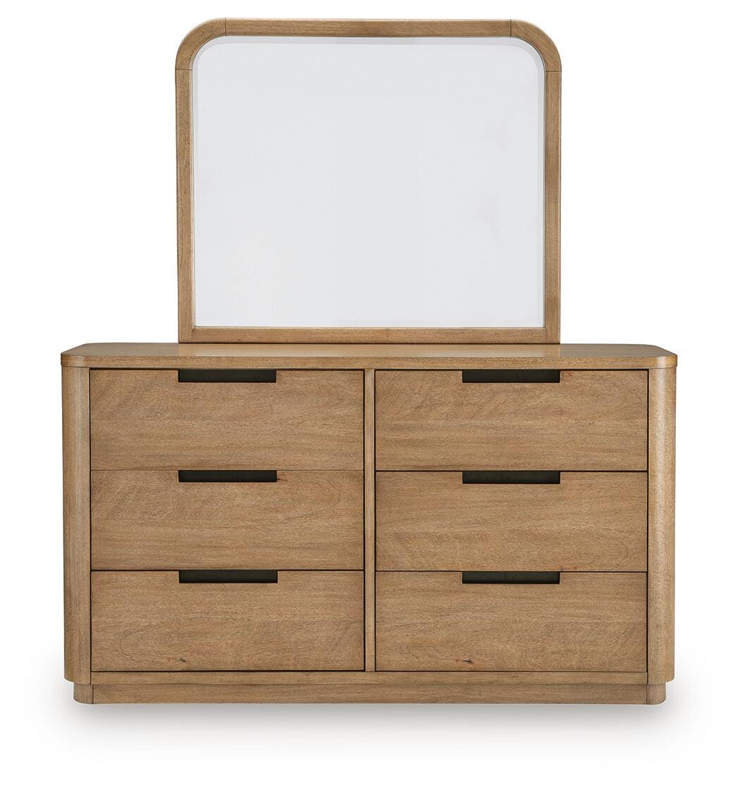 Pamaria Light Brown Dresser and Mirror