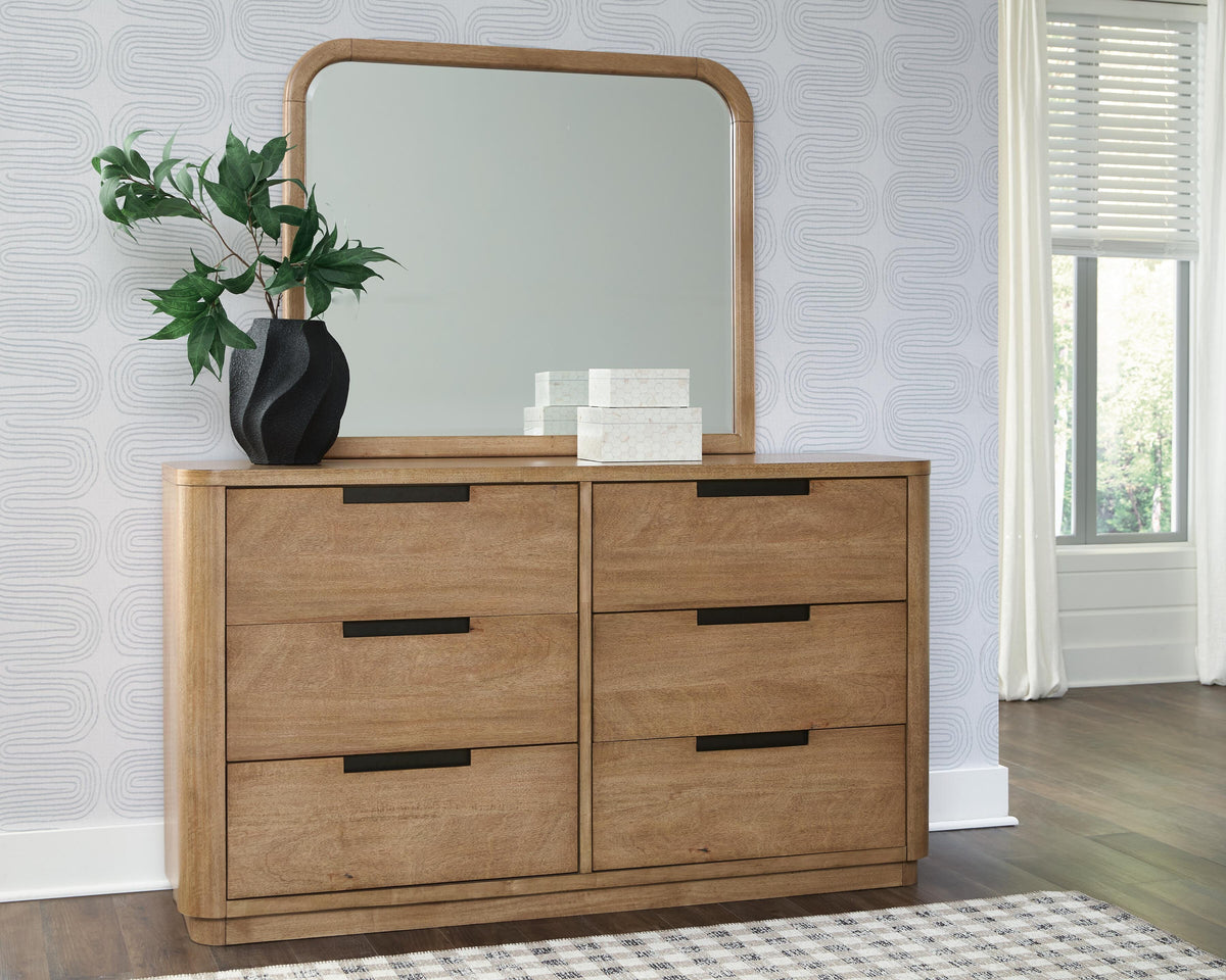 Pamaria Light Brown Dresser and Mirror