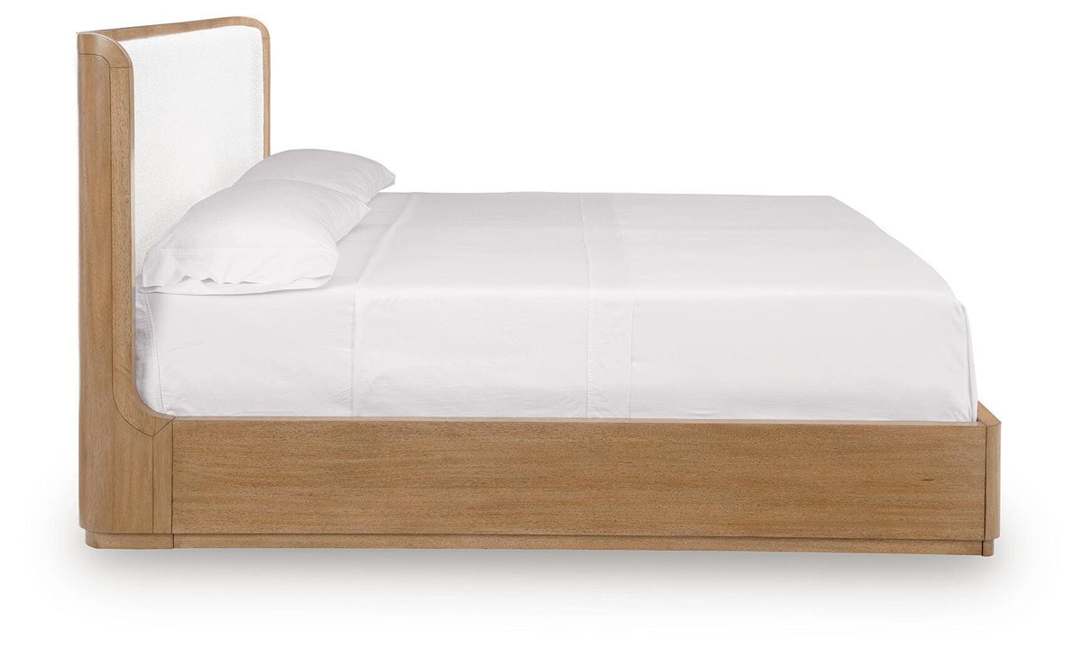 Pamaria Light Brown California King Upholstered Panel Bed
