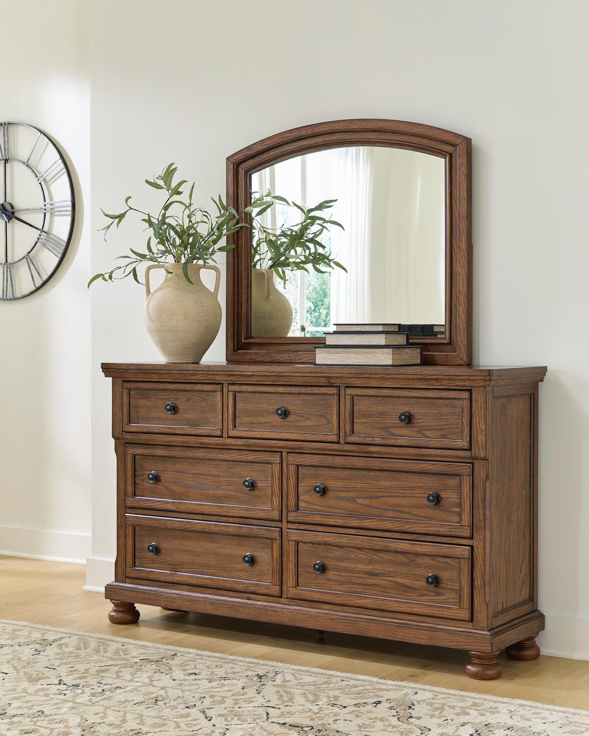 Zackaryn Warm Brown Dresser and Mirror