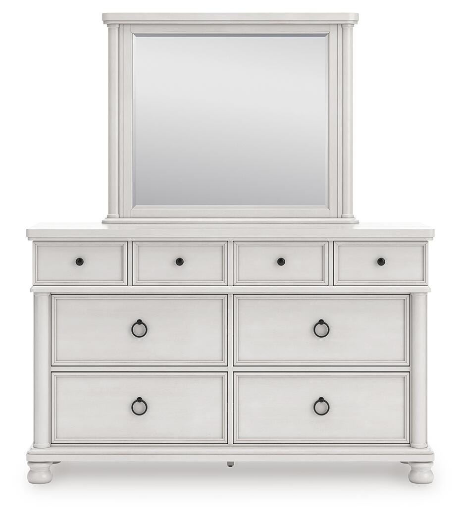 Chadworth Antique White Dresser and Mirror