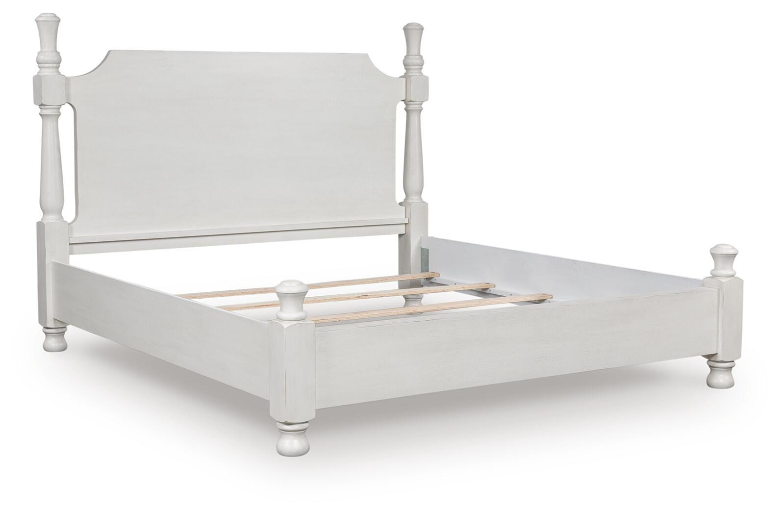 Chadworth Antique White King Poster Bed
