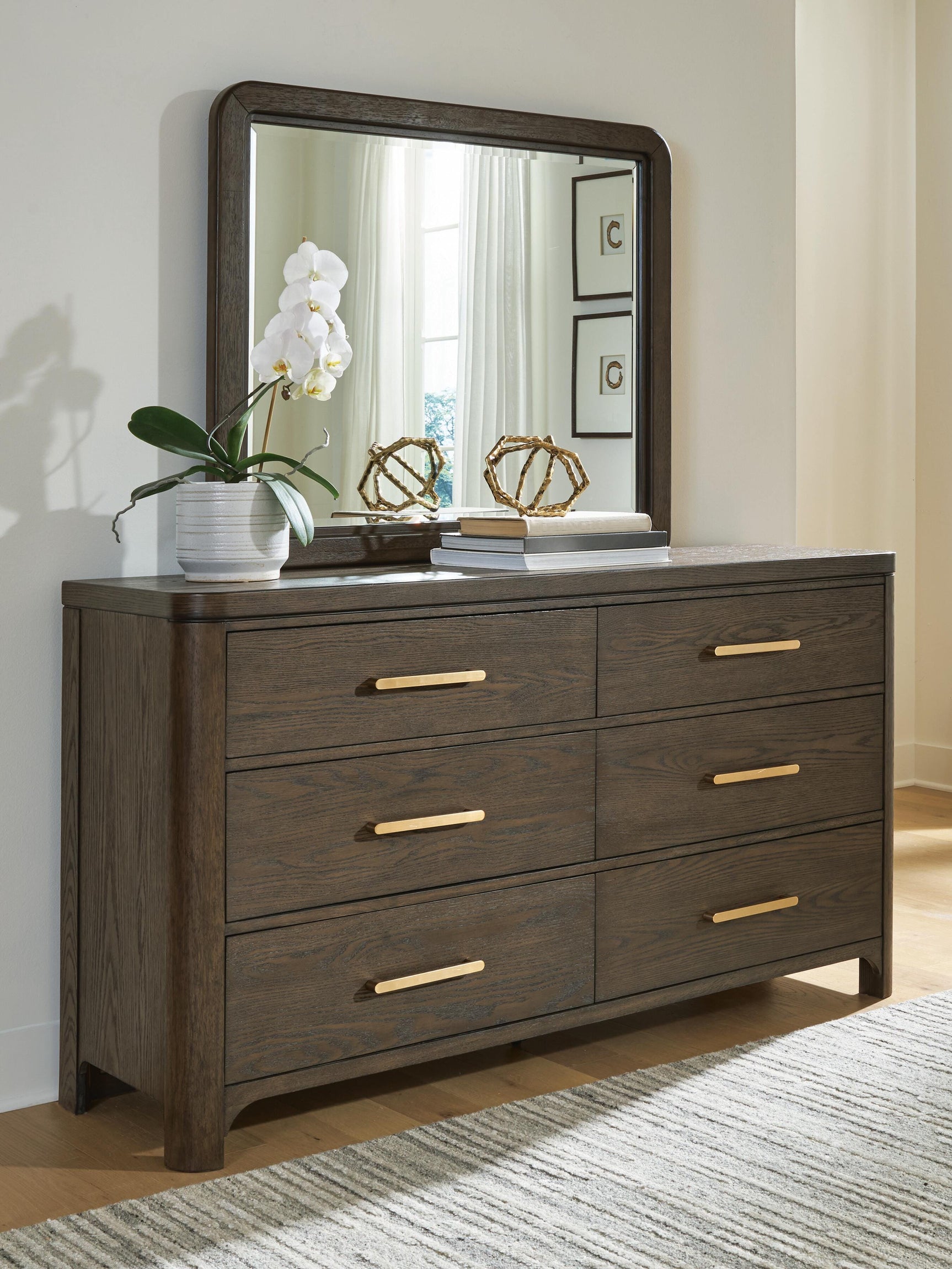 Radkin Burnished Brown Dresser and Mirror