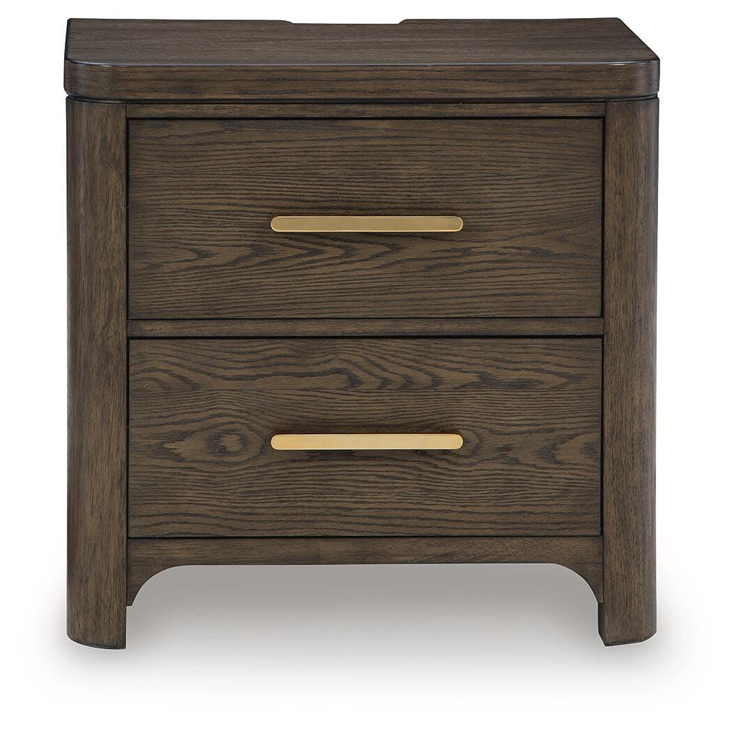 Radkin Burnished Brown Two Drawer Nightstand