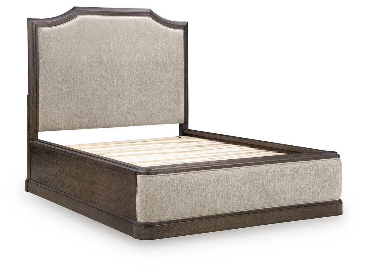 Wickenger Dark Brown Queen Upholstered Panel Bed