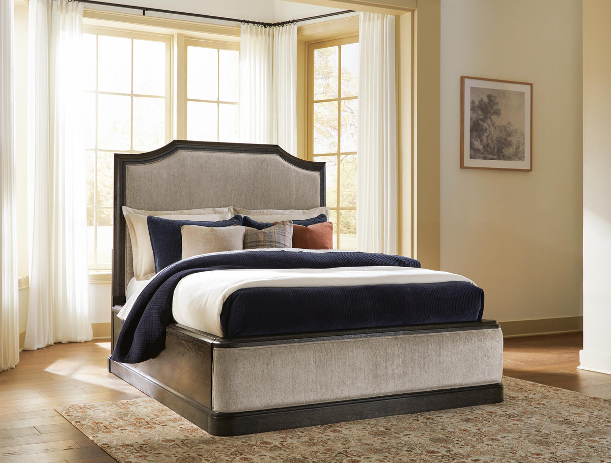 Wickenger Dark Brown Queen Upholstered Panel Bed