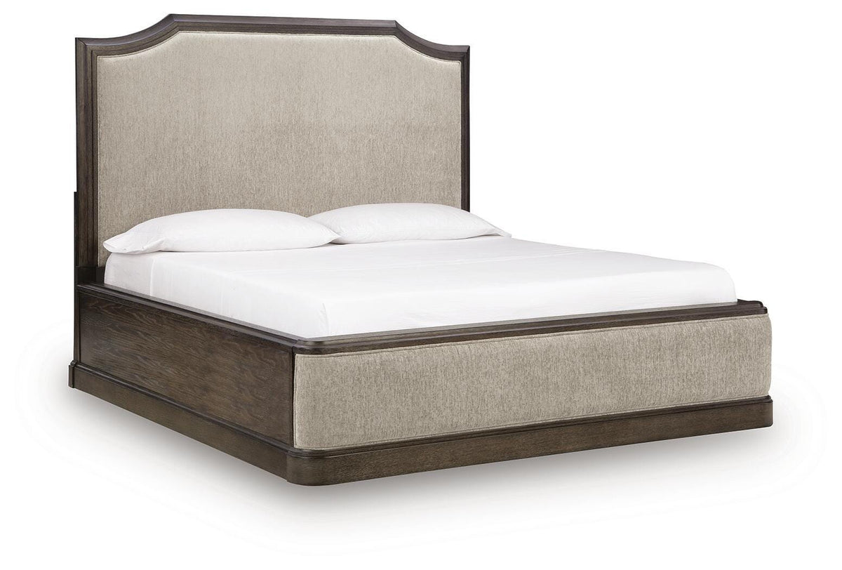 Wickenger Dark Brown King Upholstered Panel Bed