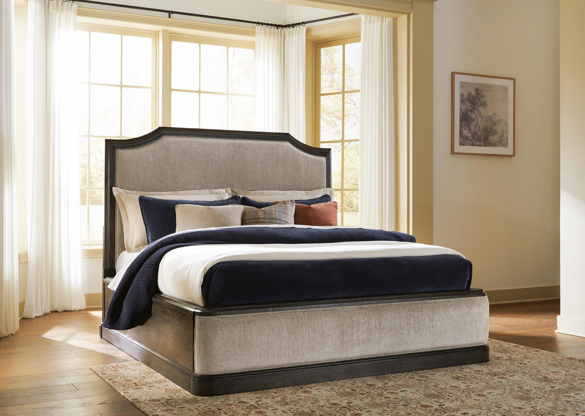 Wickenger Dark Brown King Upholstered Panel Bed