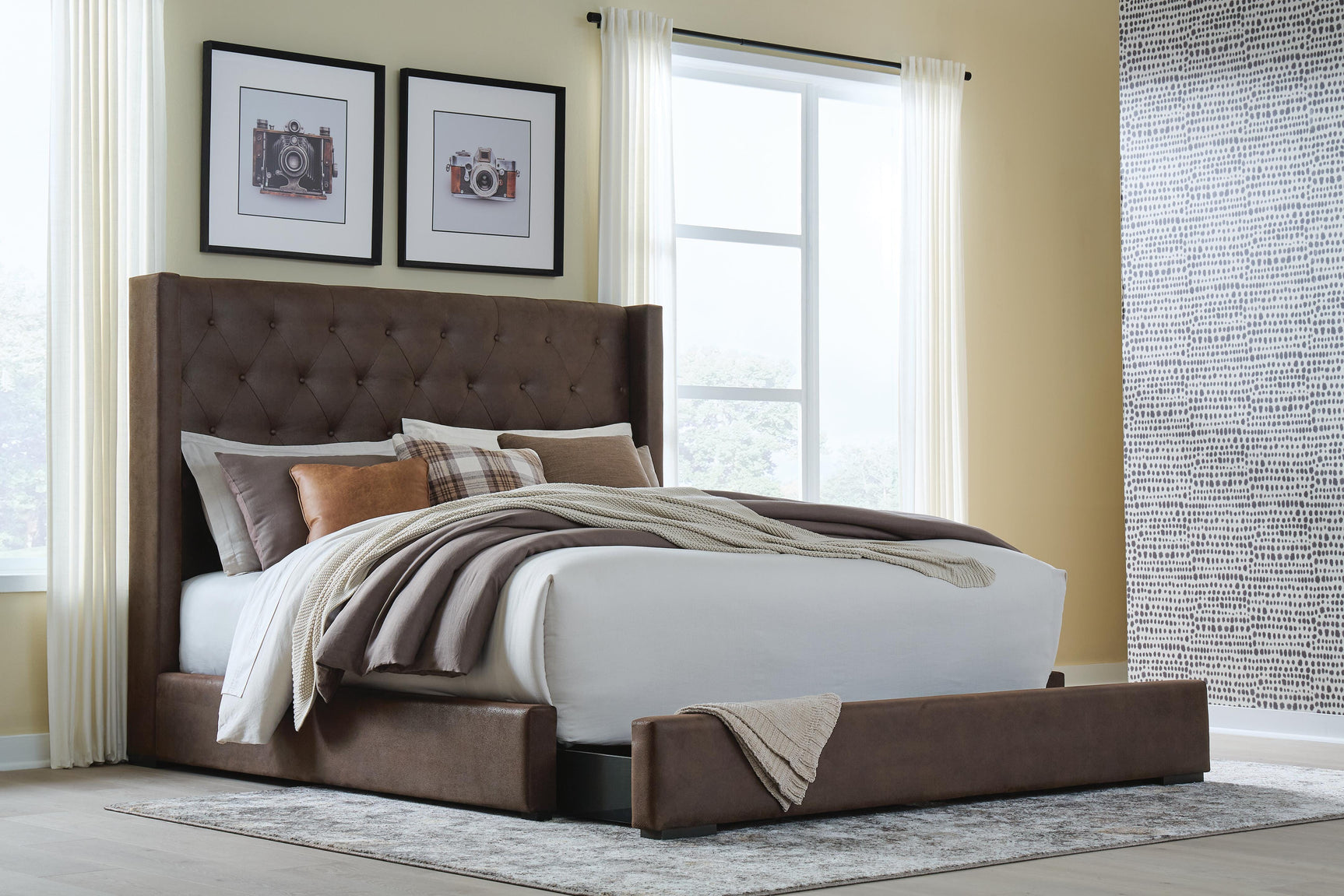 Lavernty Coffee King Upholstered Storage Bed (Online Special Price)
