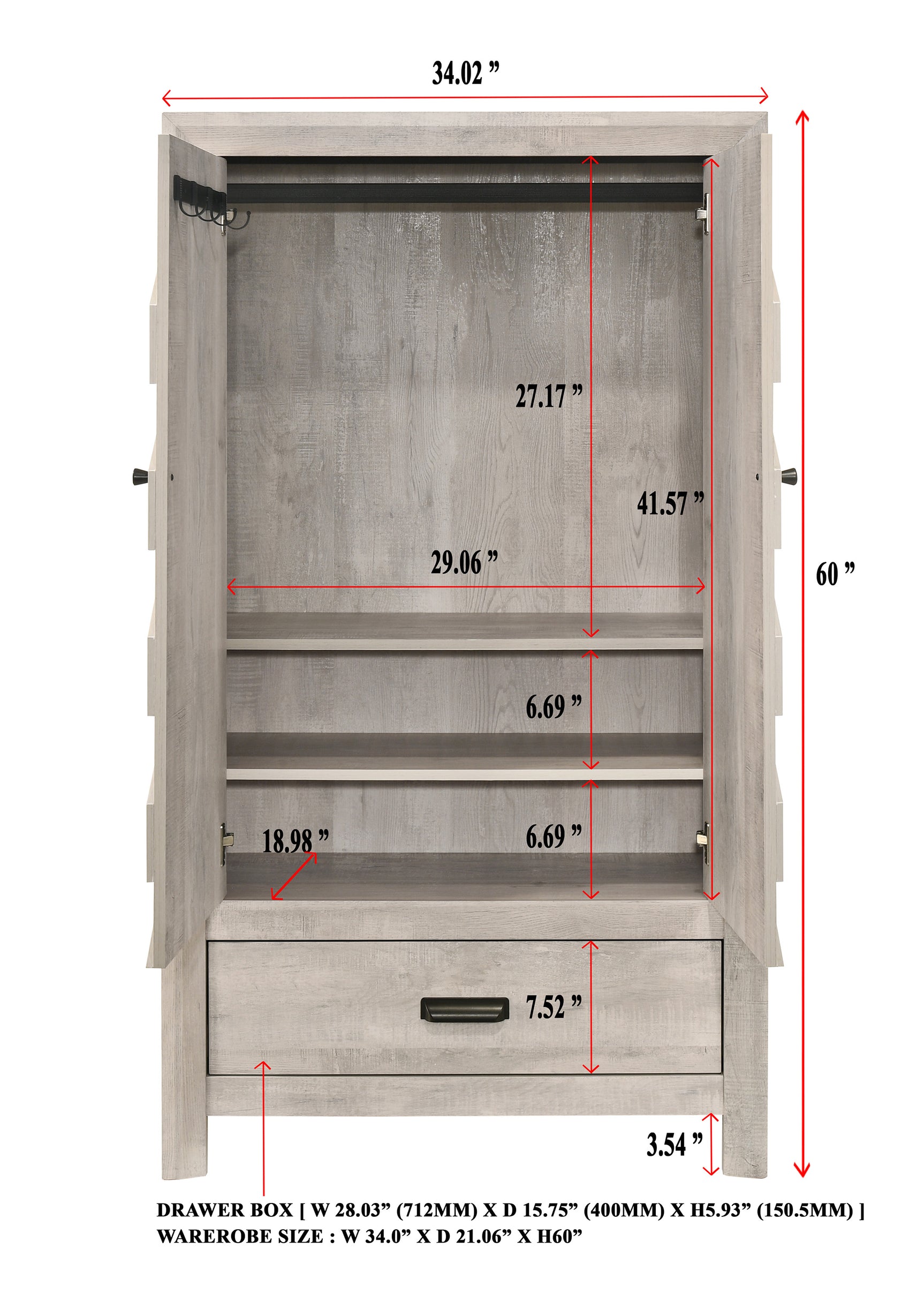 Valor Antique White Armoire
