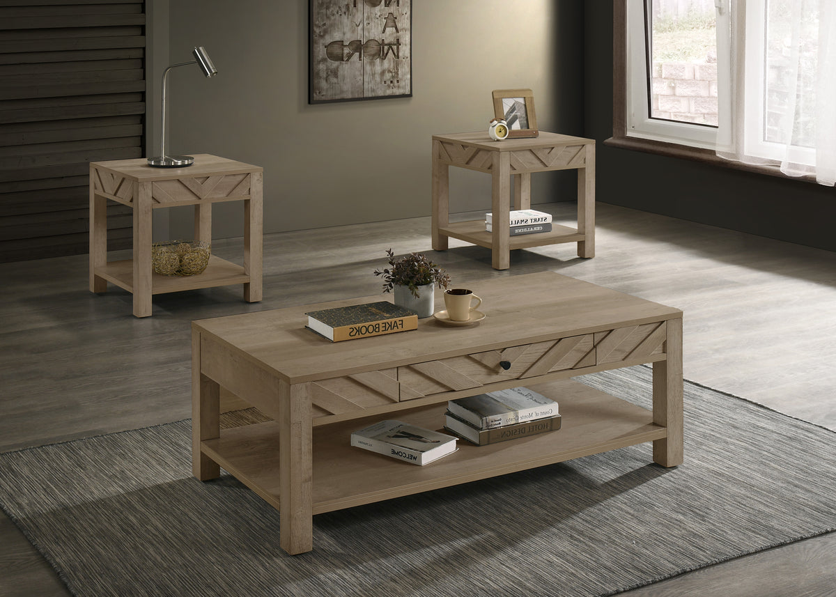 Valor Light Brown 3-Piece Coffee Table Set