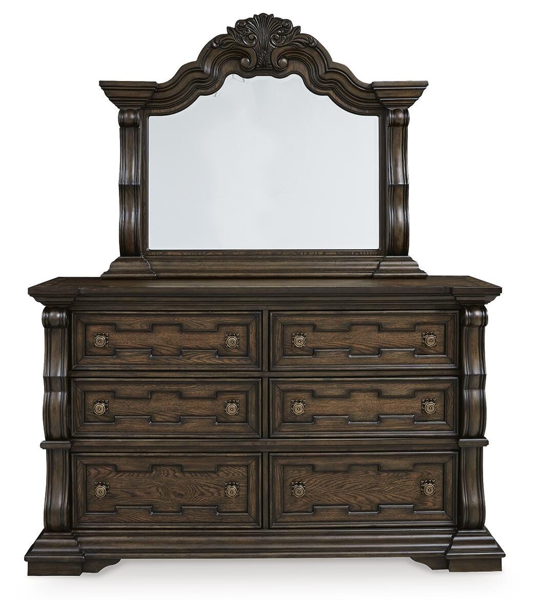 Maylee Dark Brown King Panel Bed, Dresser, Mirror, Chest and Nightstand (Online Special Price)