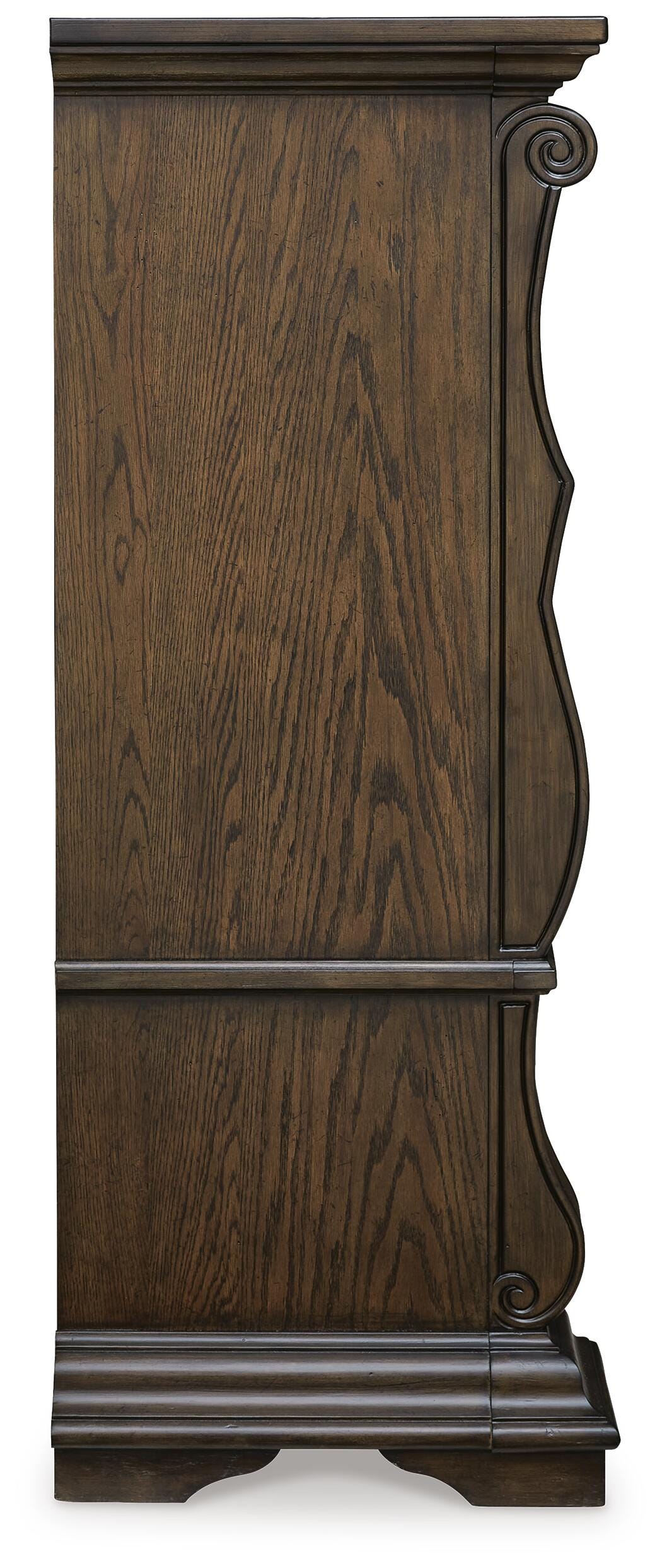 Maylee Dark Brown King Panel Bed, Dresser, Mirror, Chest and Nightstand (Online Special Price)