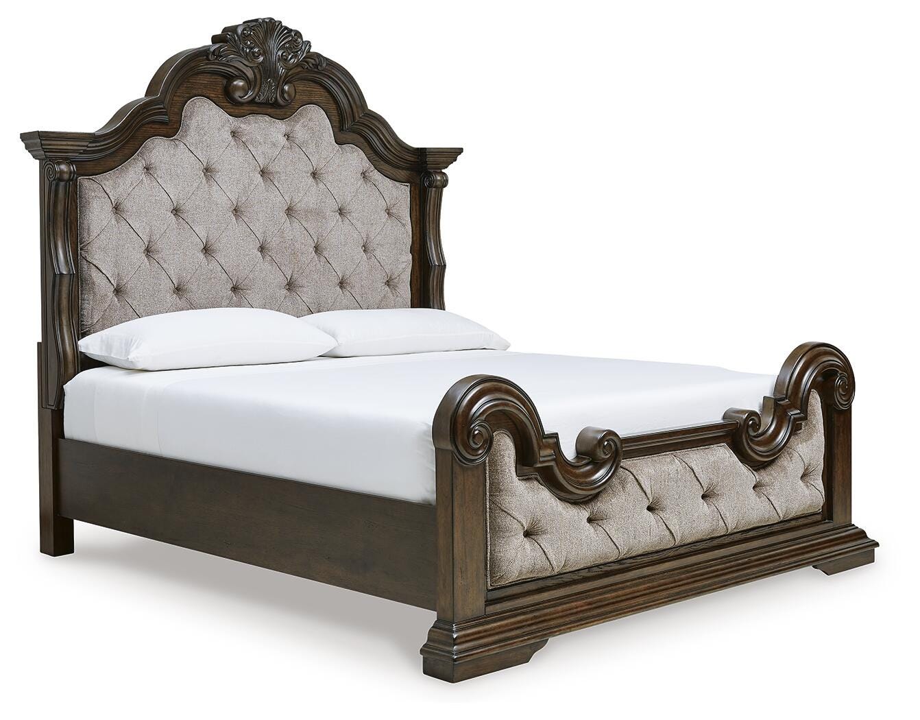 Maylee Dark Brown California King Panel Bed, Dresser, Mirror and Nightstand (Online Special Price)