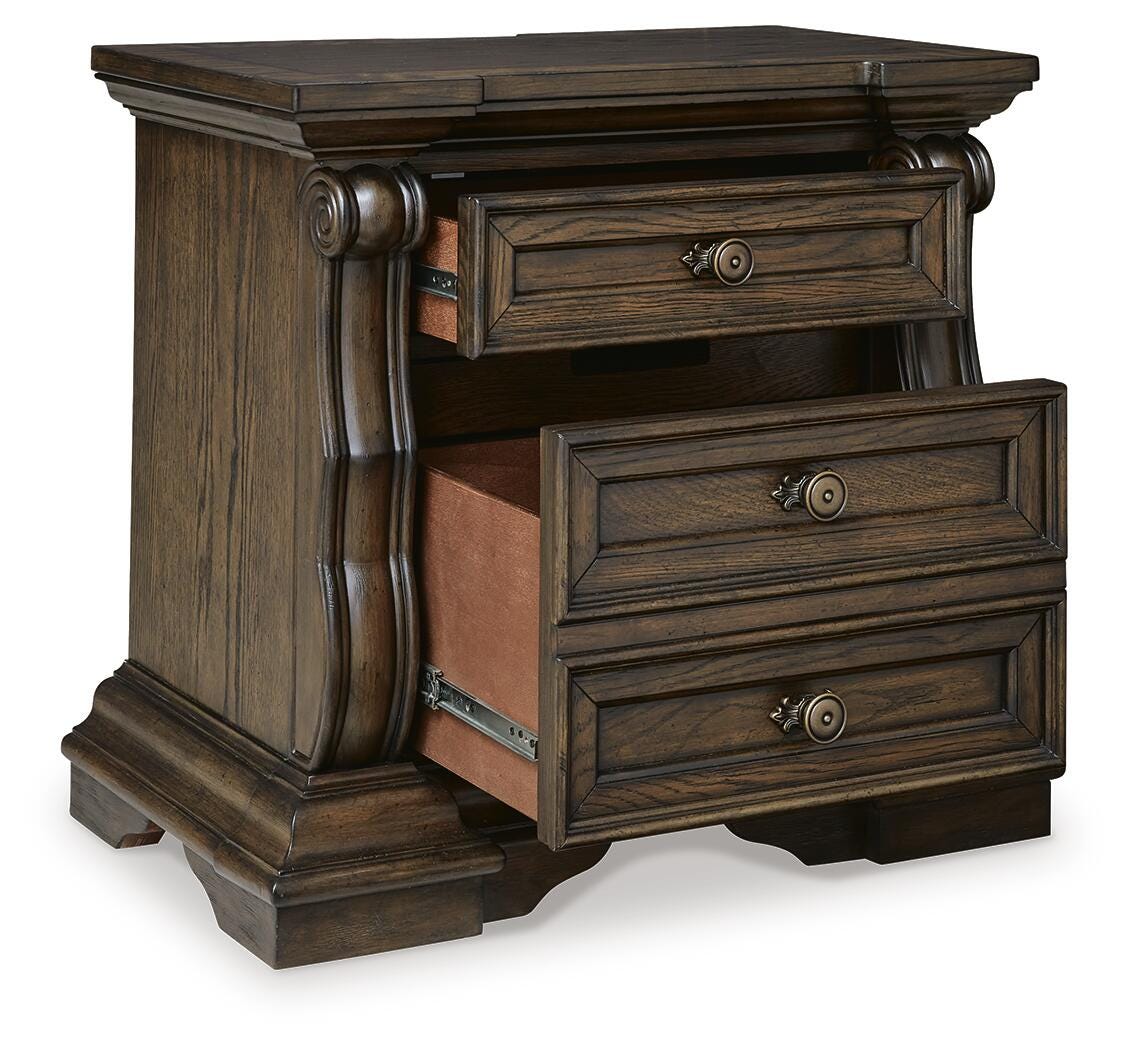 Maylee Dark Brown King Panel Bed, Dresser, Mirror, Chest and Nightstand (Online Special Price)