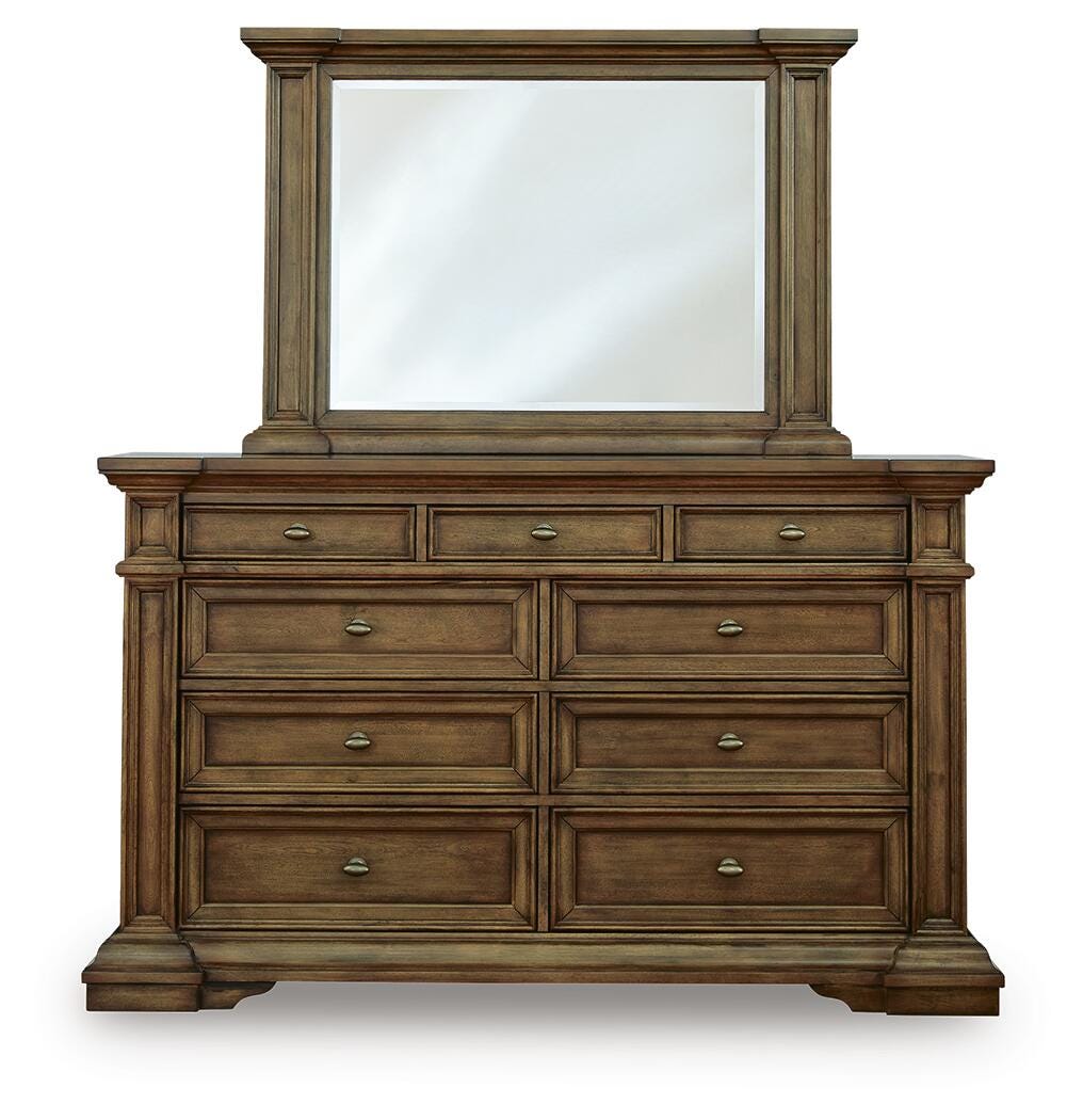 Frantanna Brown Queen Panel Bed, Dresser and Mirror