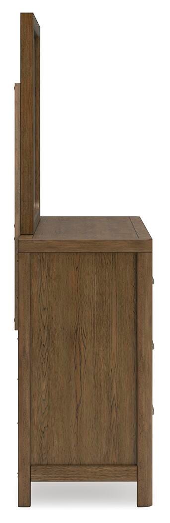 Cabalynn Light Brown Queen Panel Storage Bed, Dresser, Mirror and 2 Nightstands