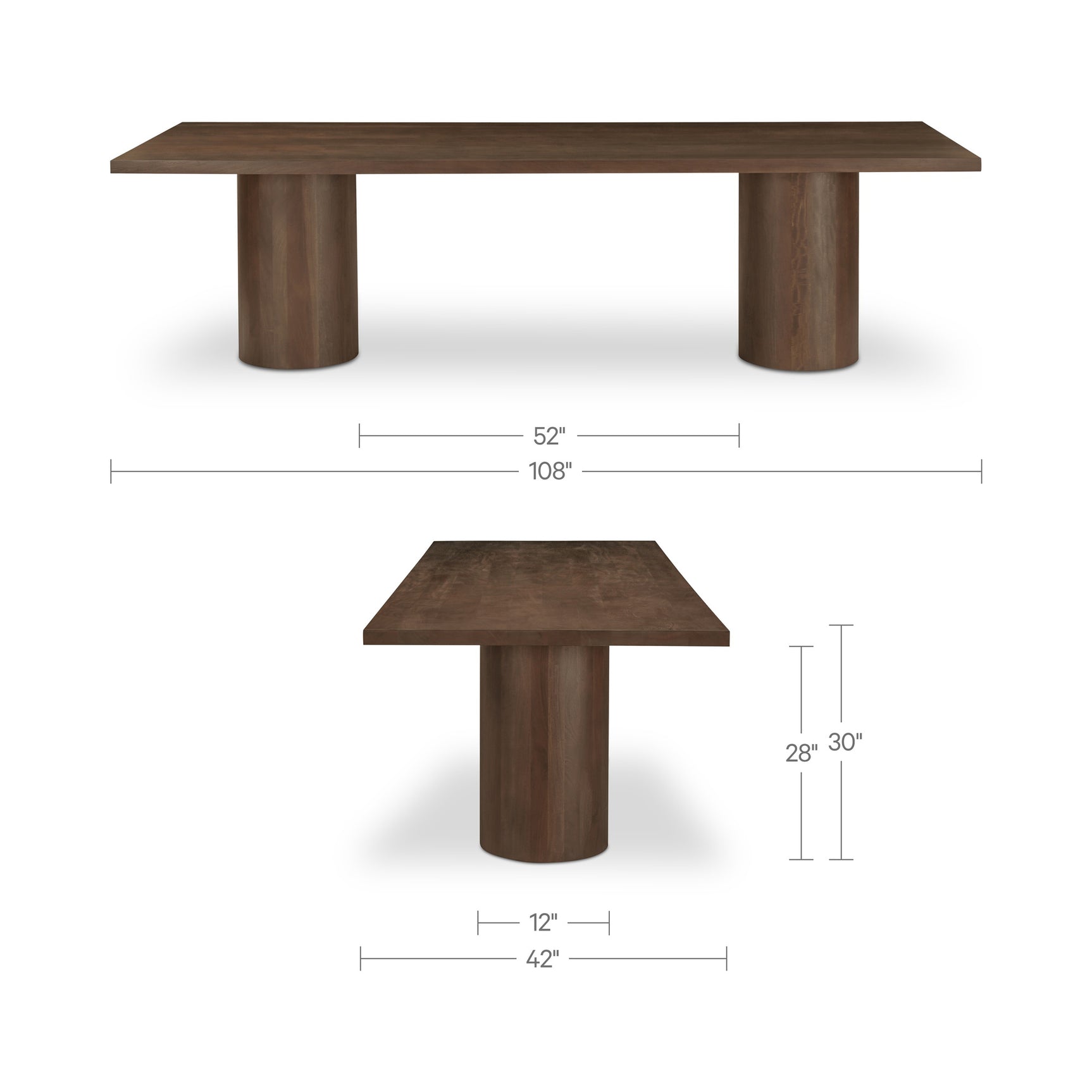 Hadley Warm Brown Small Dining Table