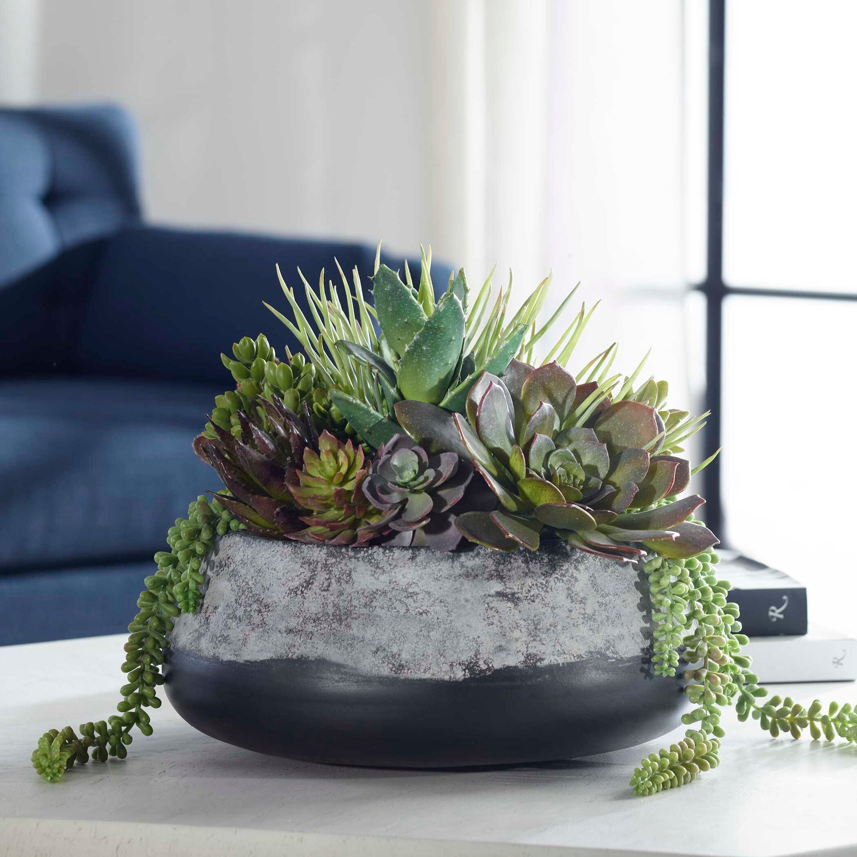 Yuma Green Succulent Iron Planter Centerpiece