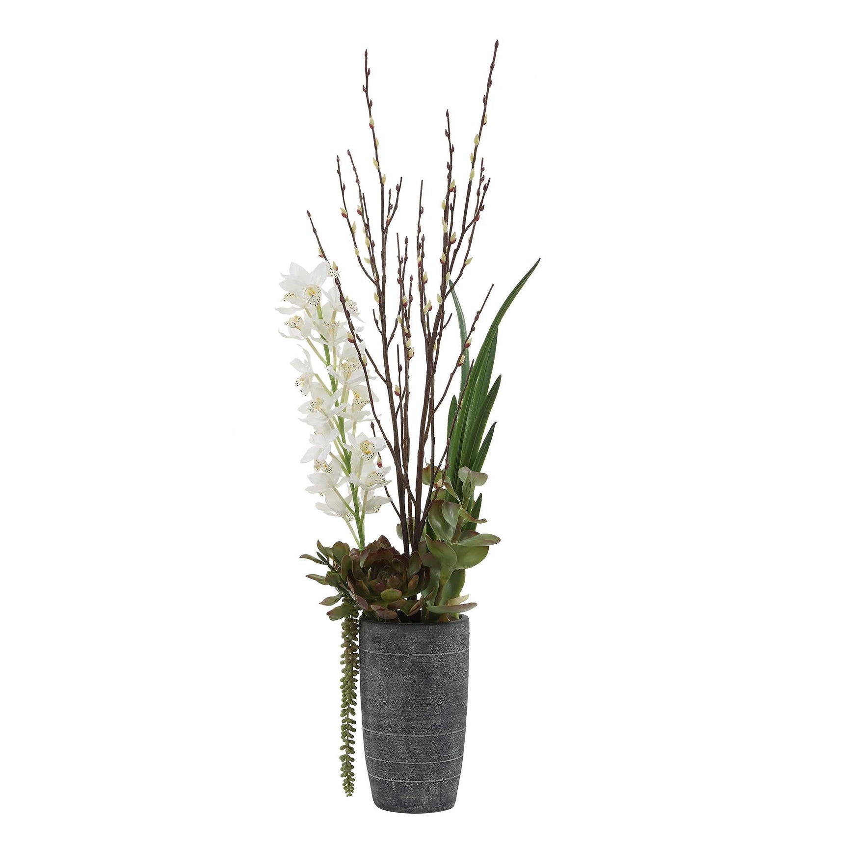 Eterna Orchid Black/Green/White Centerpiece & Vase