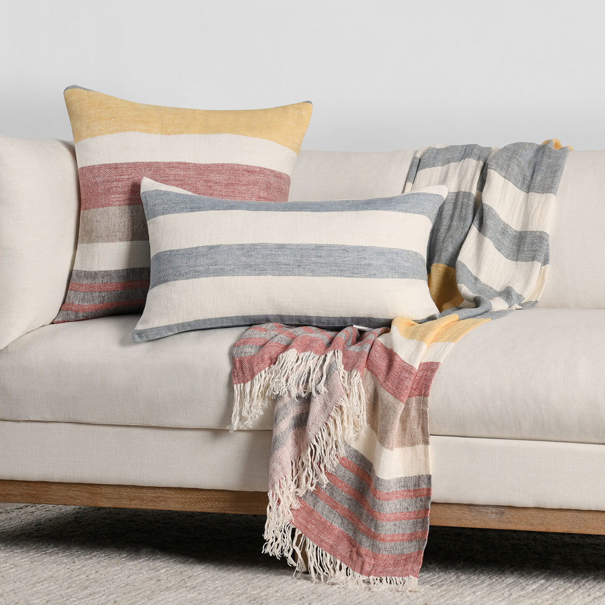 BW Crawford Yellow Multi 22x22 Throw Pillow (Set of 2) - Ornate Home