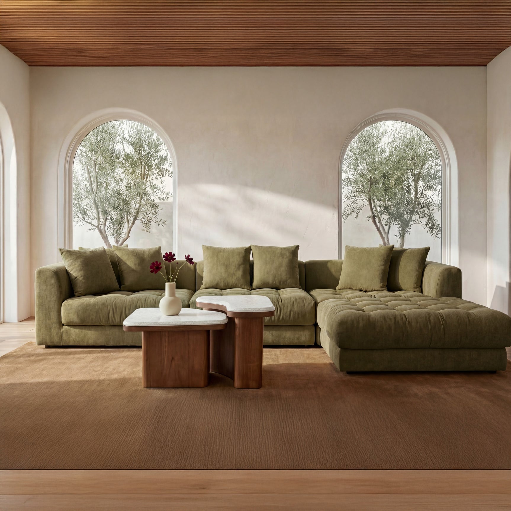 Abi Beige/Walnut Cosmos Marble Nesting Coffee Table