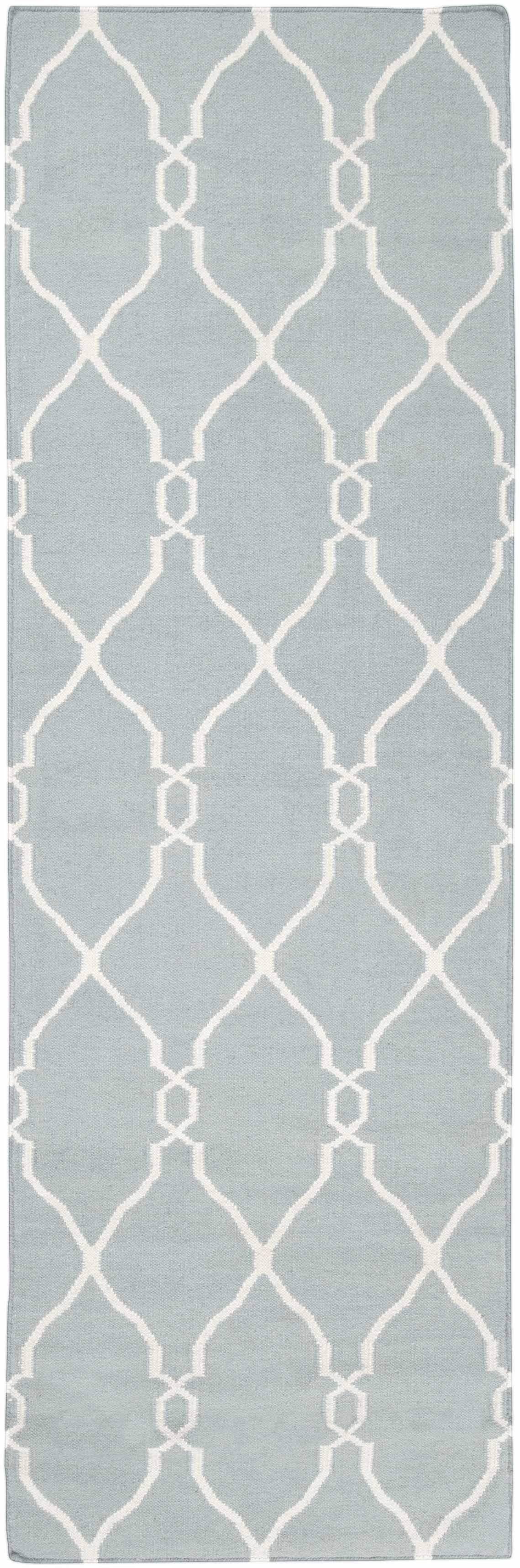 Baconton Blue/Beige Trellis Wool Rug - Clearance - Ornate Home