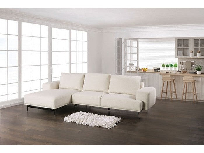Baerum Linen White Left Chaise Sectional - Ornate Home