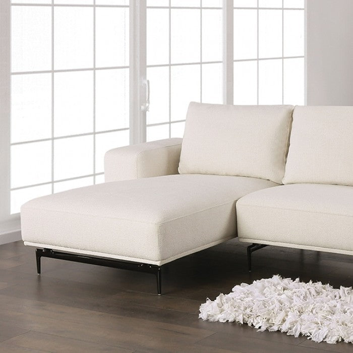 Baerum Linen White Left Chaise Sectional - Ornate Home