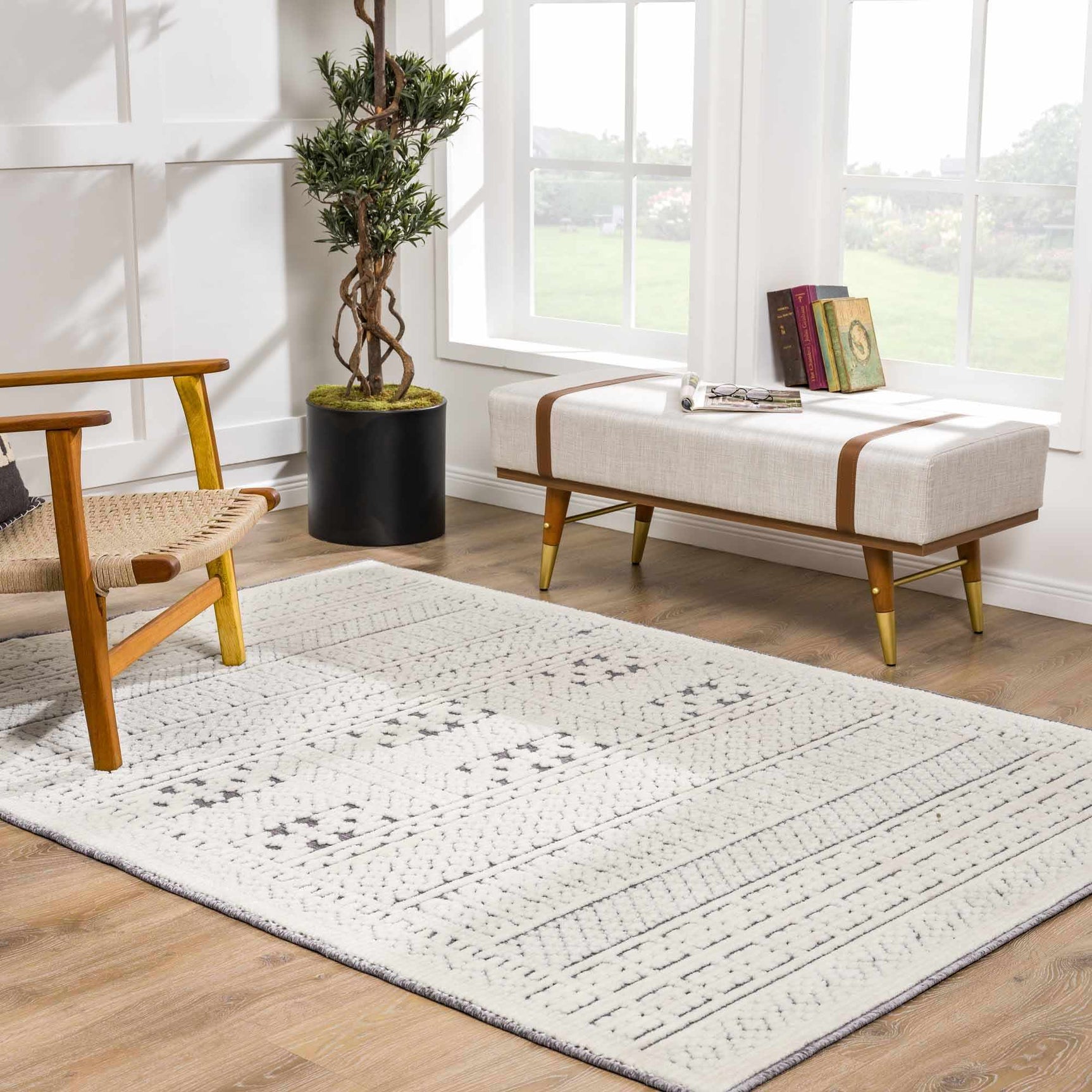 Bahar Cream & Gray Washable Area Rug - Clearance - Ornate Home